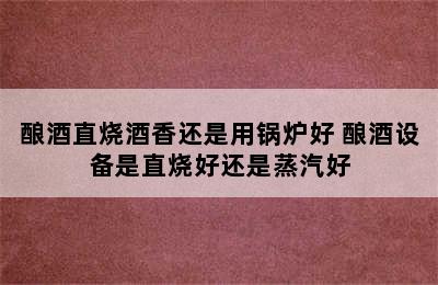 酿酒直烧酒香还是用锅炉好 酿酒设备是直烧好还是蒸汽好